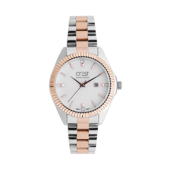 Buy rose gold crest silver watch