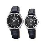 SET black leather watch