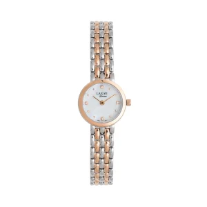 Laxmi silver rose gold jeweled watch