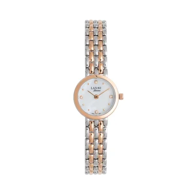 Laxmi silver rose gold jeweled watch