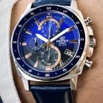 ساعت مچی عقربه ای مردانه چرم کاسیو ادیفیس EFV-600L-2AVUDF